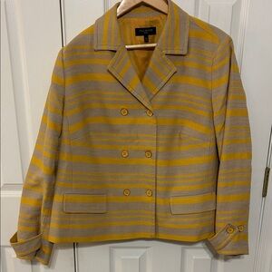 Talbots Women's Mustard and Gray Striped Blazer
